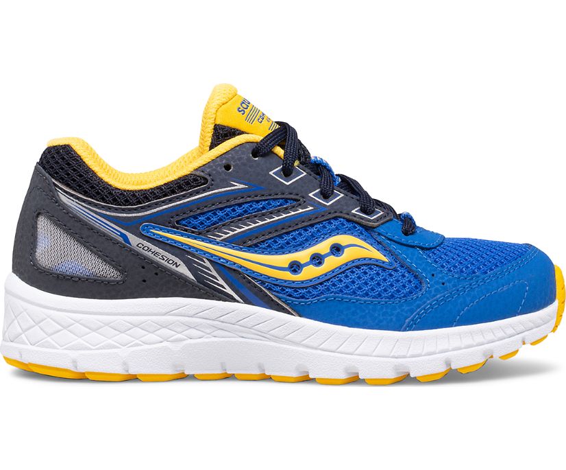 Tenis Saucony Cohesion 14 Encaje Niños Azules Amarillos | México 843AHKP